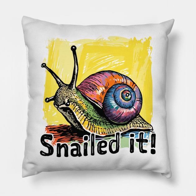 Snailed it! || Snail Pop Art Pillow by Mad Swell Designs