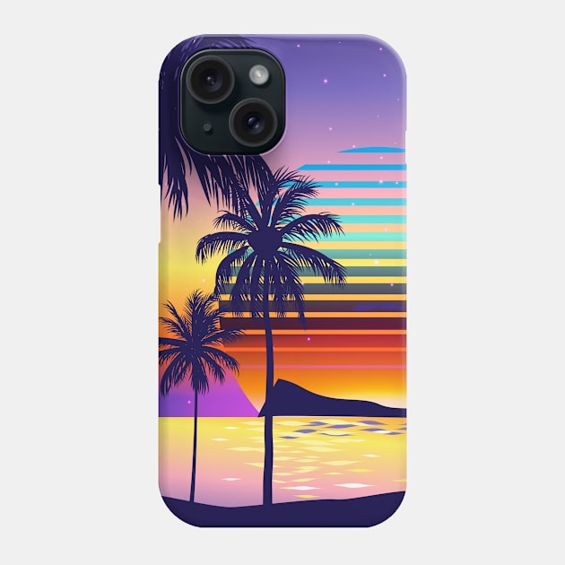 Cruisin' Sunset Synthwave Phone Case by edmproject