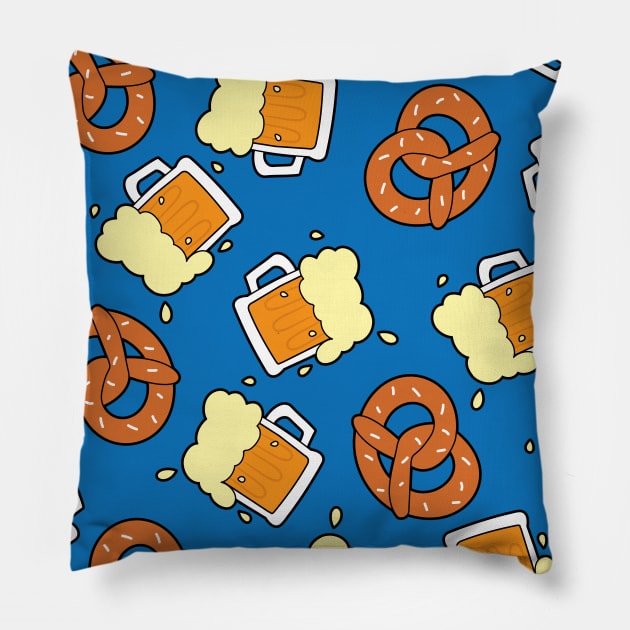 Pretzel and beer pattern Pillow by Cathalo