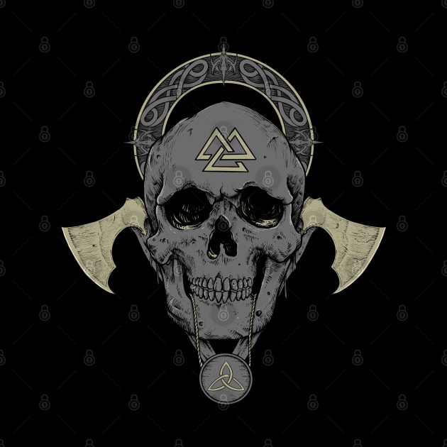 Norse Viking Skull Nordic Scandinavian Pagan Symbols by Blue Pagan