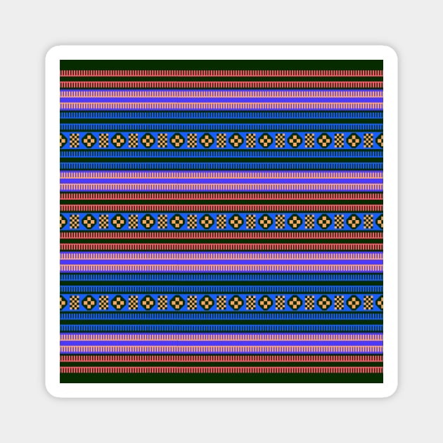 Native American Traditional Ethnic Tribal Indian Blanket Motif Pattern Blue Magnet by oknoki