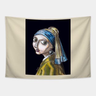 Caricature Girl with a Pearl Earring Tapestry