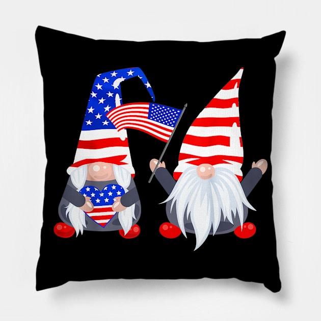 4th Of July Gnomes Shirt Funny American USA Patriotic Pillow by Haley Tokey