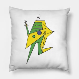 Zap the robot yellow and green Pillow