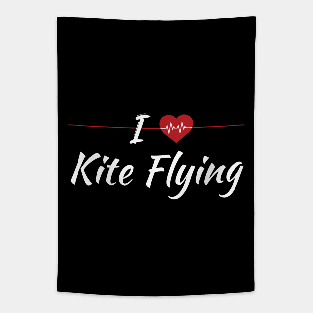 I Love Kite Fliying Cute Red Heart Tapestry by SAM DLS