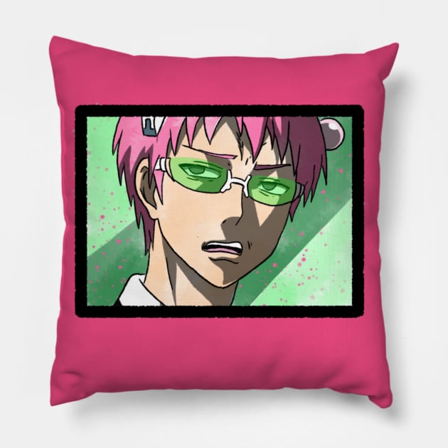 Saiki's Annoyed face Pillow by LexiMelton