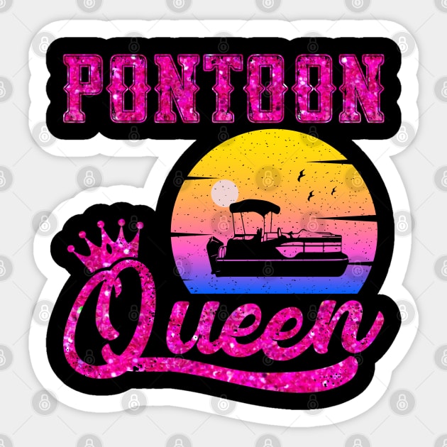 Pontoon Queen Vintage Funny Pontoon Boat Lover Girls - Pontoon