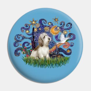 Starry Night Inspired (Van Gogh) Featuring a Petit Bawsset Griffon Vendeen Pin