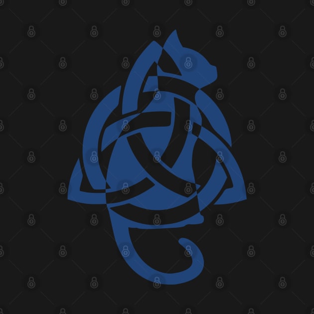 Blue Celtic Triquetra Cat East Silhouette by DepicSpirit