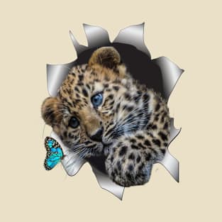 Leopard Cub and a Butterfly T-Shirt