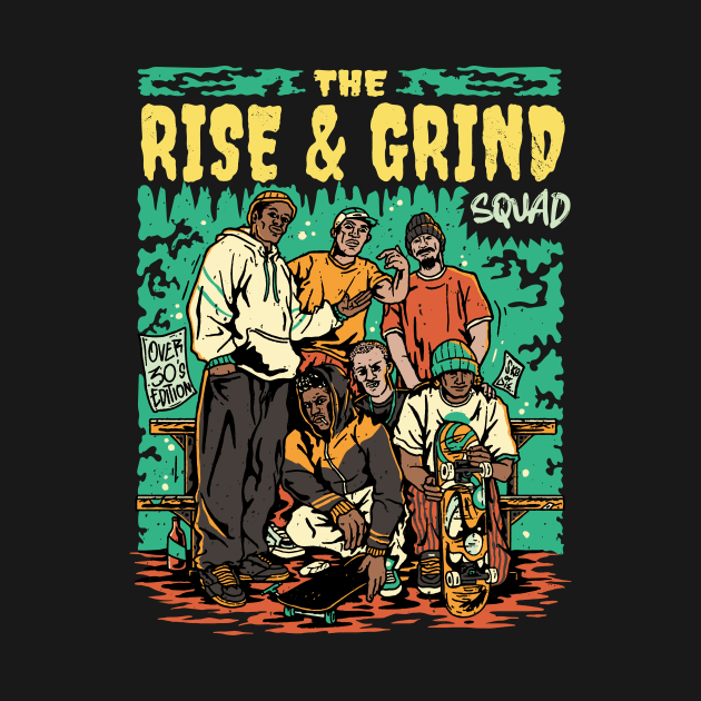 The Rise & Grind Squad // Retro Skateboarding // Comic Style Skater Crew by SLAG_Creative