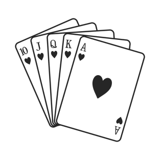 Royal Flush Hearts Playing Cards Vector Graphic T-Shirt