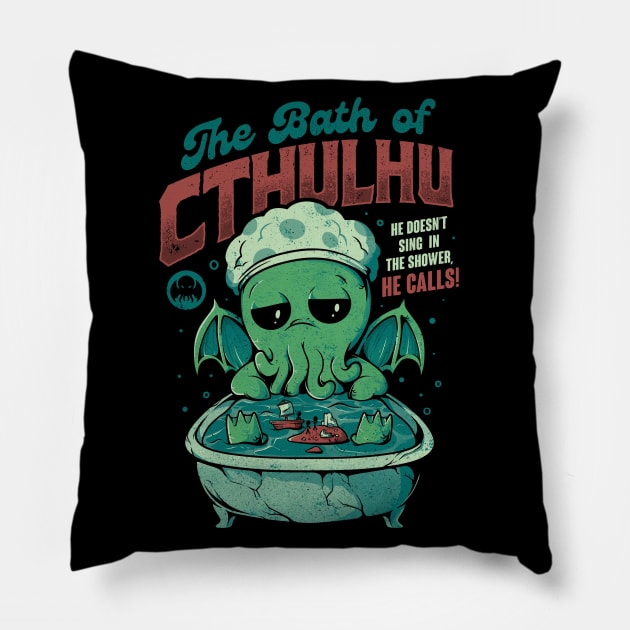 The Bath of Cthulhu - Funny Horror Monster Gift Pillow by eduely