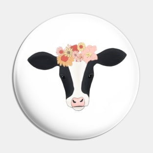 Floral Crowned Cow Pin