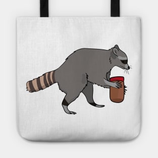 Raccoon Stealing Peanut Butter Tote