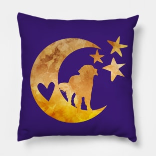 Newfoundland Dog Newfie Art Half Moon And Stars Pillow