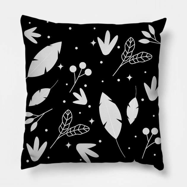 Colorless Tropical Plants 2 Pillow by dewarafoni