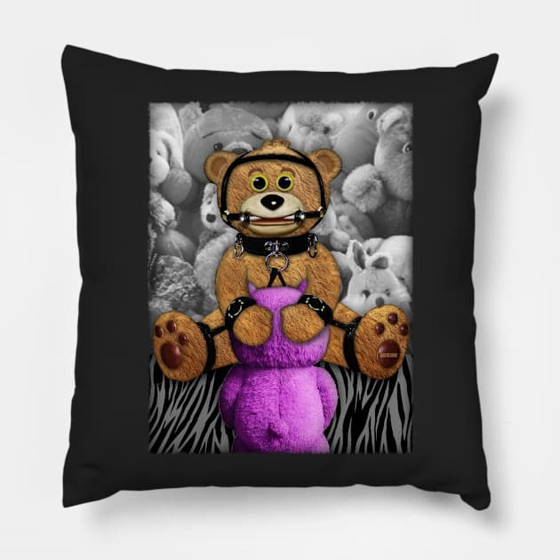 Bad Teddy (Bondage Bear) Pillow by Jarecrow 