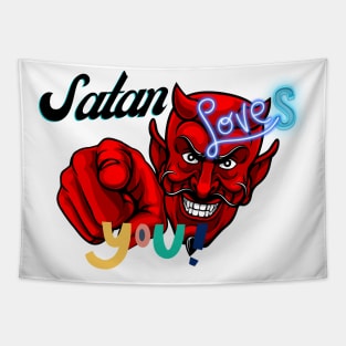 Satan LOVES YOU 80's and 90's Tapestry