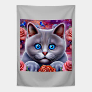 Blue-eyed British Cat Tapestry