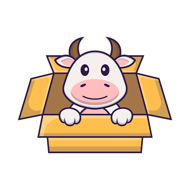 Cute cow Playing In Box. by kolega