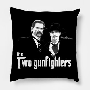 wyatt earp and doc holliday black and white Pillow