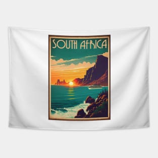 South Africa Coastline Vintage Travel Art Poster Tapestry