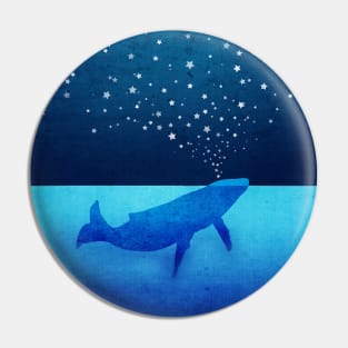 Whale Spouting Stars at Night Pin