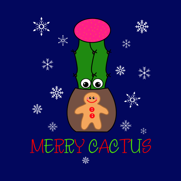 Merry Cactus - Hybrid Cactus In Gingerbread Man Pot by DreamCactus