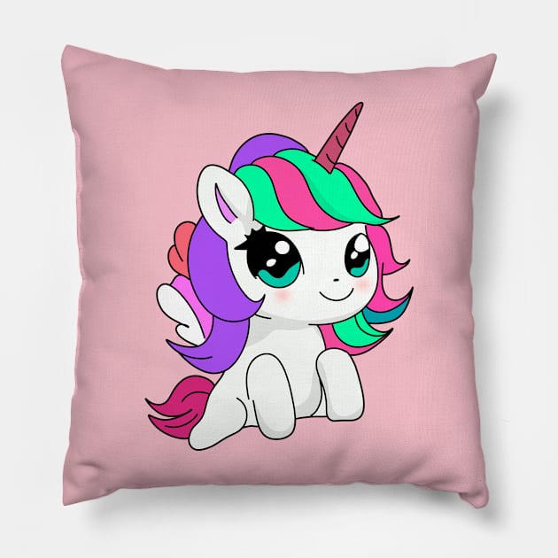 cute unicorn Pillow by StickerMainia