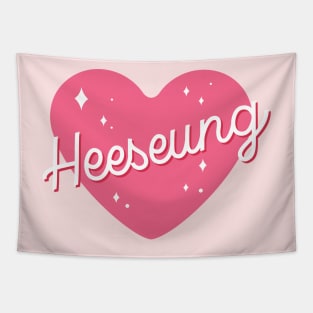 Enhypen Heeseung text pink sparkling heart | Morcaworks Tapestry