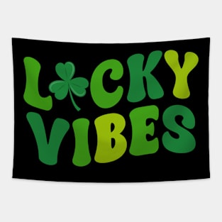 Lucky Vibes Positive Slogan Funny Irish Saint Patrick's Day Tapestry