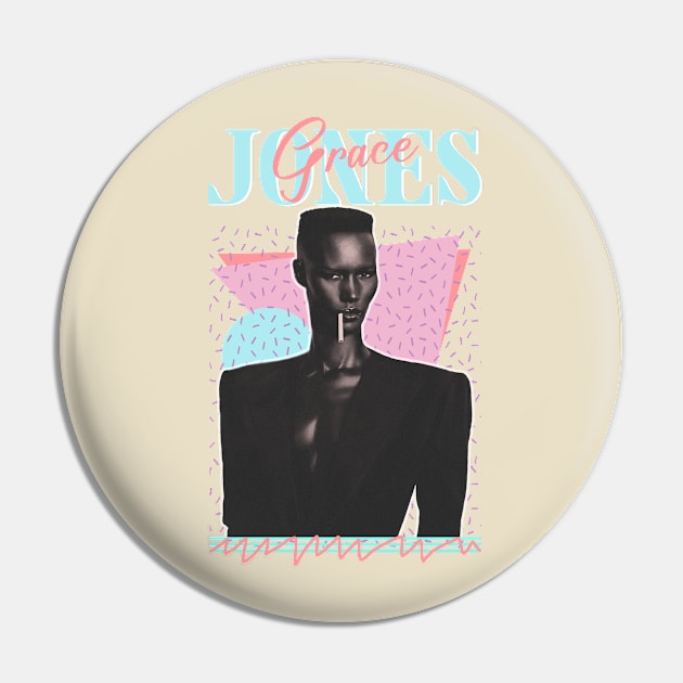 Vintage Faded Style // Grace Jones 80s Aesthetic Style Pin by artistcill