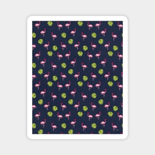 Pink Flamingo Pattern in Charcoal | Summer | Island Paradise | Tropical Magnet