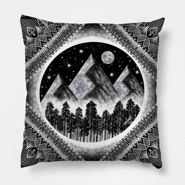 Touch the Mountains Pillow by LINARAandCO