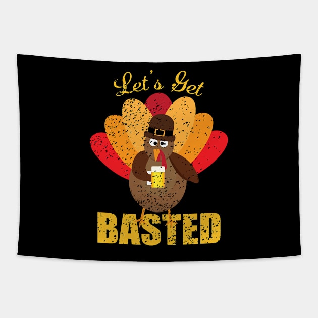 Let's Get Basted Drunk Turkey T-shirt Mug Gifts Tapestry by Orchyd