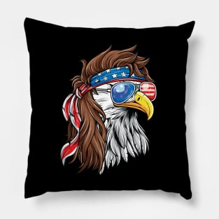 Patriotic Bald Eagle Mullet USA American Flag 4th of July Pillow