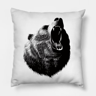 Roaring Bear (white) Pillow