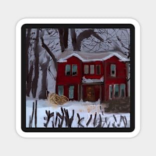 A Home in The Winter Woods. Magnet