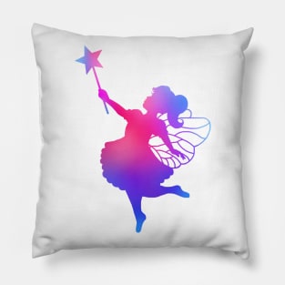 Pink to Blue Ombre Fairy Girl Silhouette Pillow