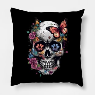 Skull with Butterflies Pillow