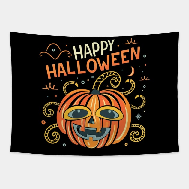 Vintage Halloween Pumpkin 2023. Halloween 2023 Tapestry by BukovskyART