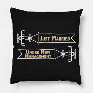 Just Married Under New Management Airplane Pillow