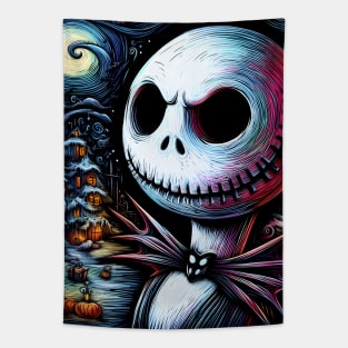 Elevate Your Holidays: Unique Jack Skellington Christmas Art for a Whimsical Celebration! Tapestry