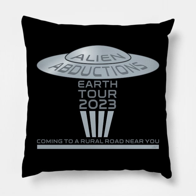 Alien Abductions 2023 World Tour Pillow by Cozmic Cat