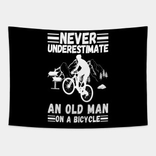 never underestimate an old man on a bicycle Tapestry