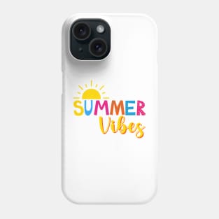 Bright Colorful Summer Vibes Text with Sun Phone Case