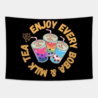 Enjoy Every Boba & Milk Tea Cute Gift for LGBTQI Foodies Tapestry