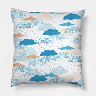 Blue Rainy Day Pattern Pillow