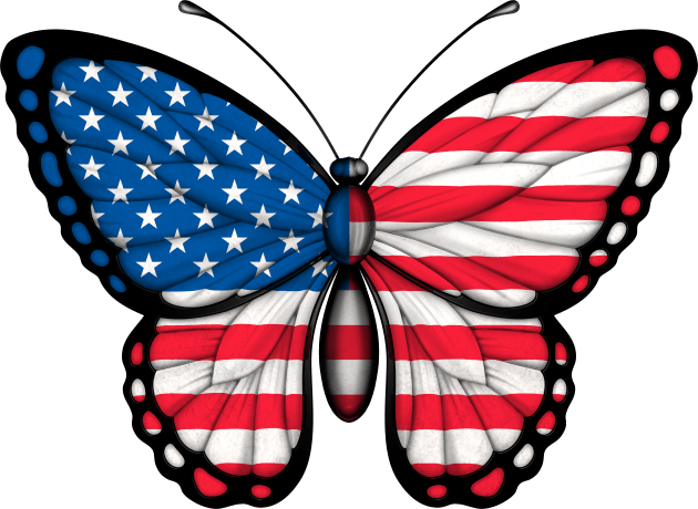 American Flag Butterfly Kids T-Shirt by jeffbartels